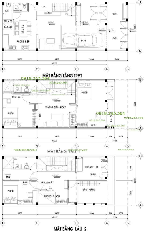  bản vẽ nhà phố 6mx20m 3 tầng Quận 9