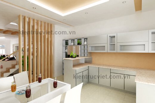 bếp nhà phố 6m mái ngói 3 tầng