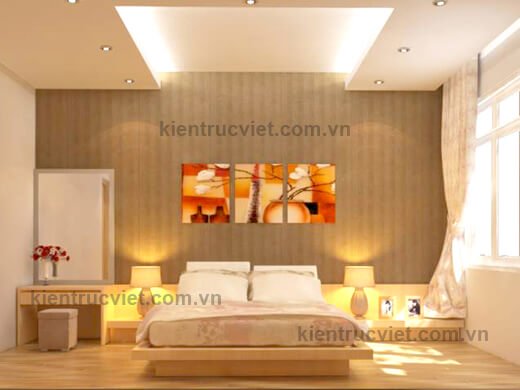 phòng ngủ nhà phố 6m mái ngói 1 trệt 2 lầu