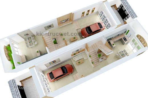 bản vẽ nhà phố 6m mái ngói 1 trệt 2 lầu