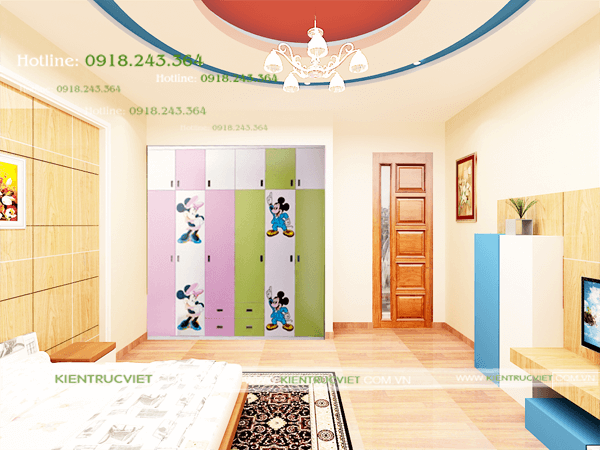 phòng ngủ em bé nhà phố 4 tầng 5x20