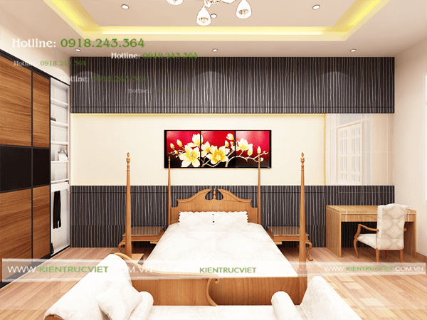 phòng ngủ master nhà phố 4 tầng 5x20