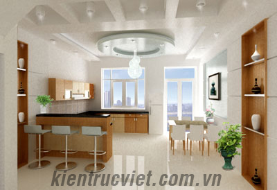 phòng bếp nhà phố 5mx20m 1 trệt 3 lầu