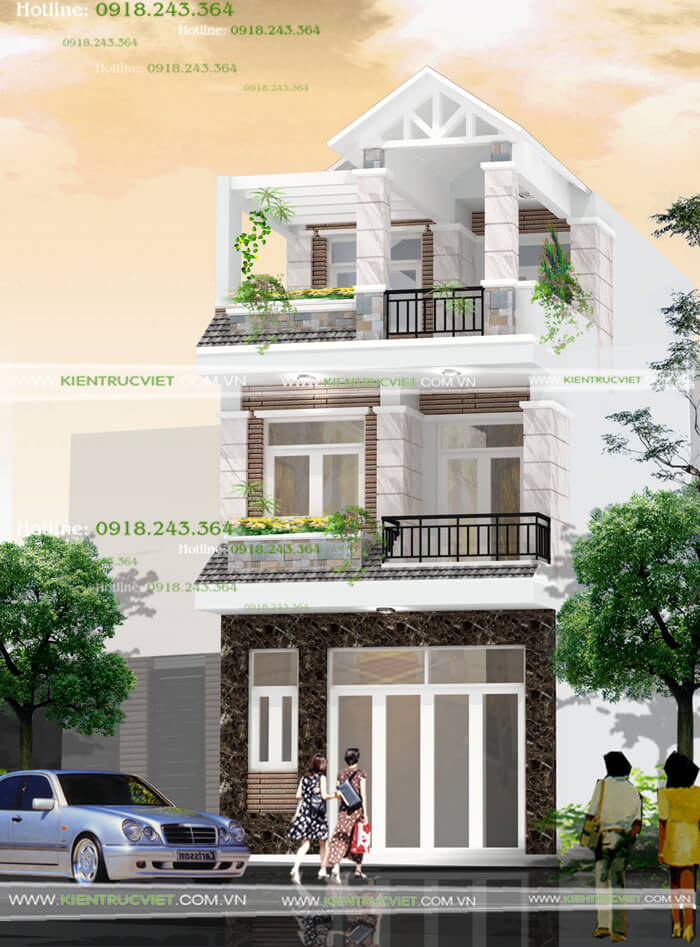 Thiết kế nhà 1 trệt 2 lầu