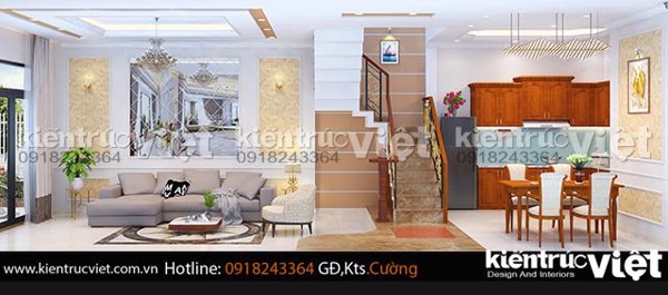 noi that phong khach va bep nha pho