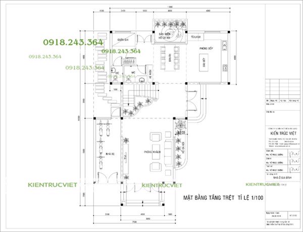 thiết kế biệt thự hai mặt tiền 1 lầu