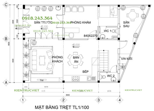 nhà 8m x 12m, nhà mái ngói 3 tầng