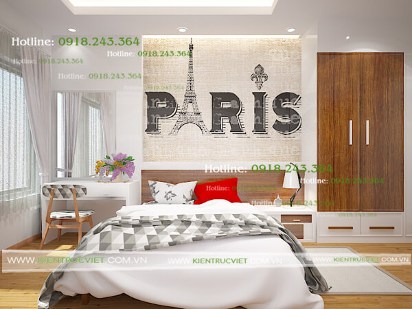 phòng ngủ nhà phố 6m*17m 4 tầng