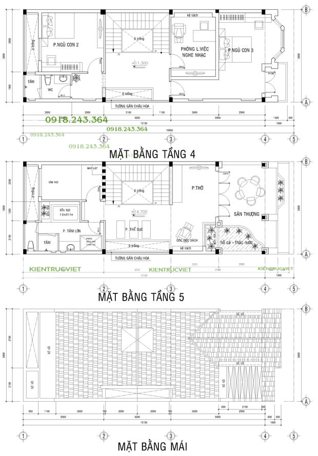 bản vẽ mặt bằng tầng 4 tầng 5