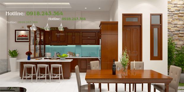 bếp Nhà phố 6mx18m cao tầng 