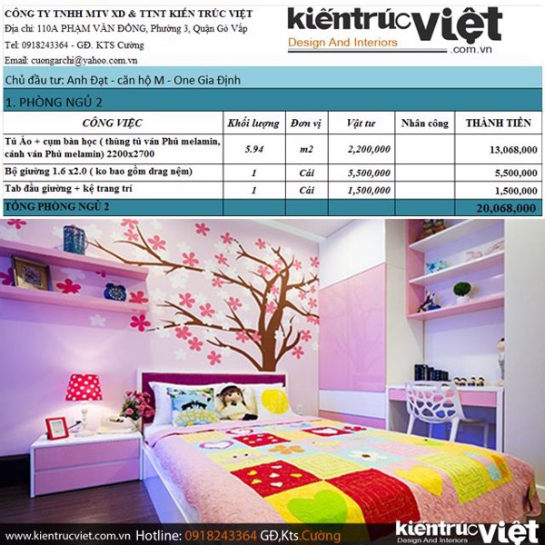 bao gia noi that phong ngu be gai