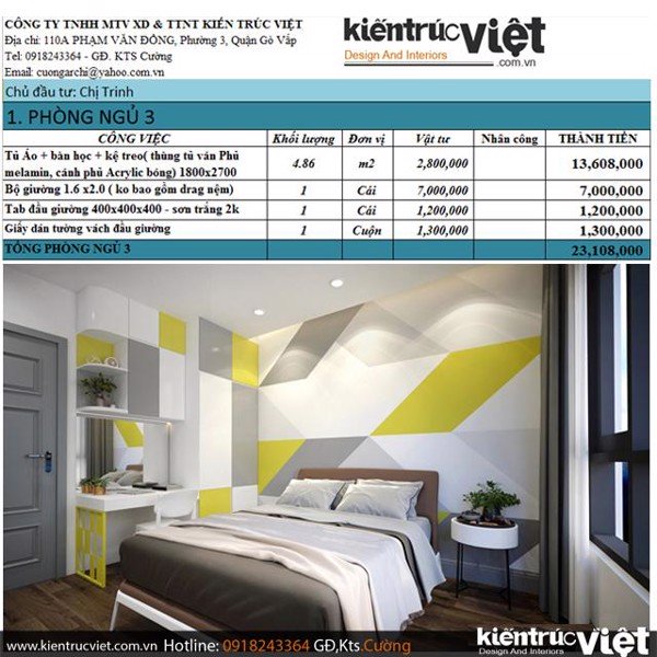 bao gia noi that 1 phong ngu