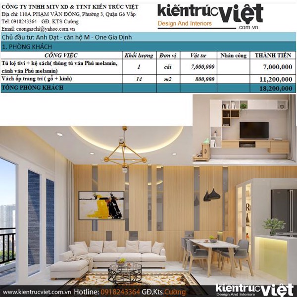 Hoàn thiện nội thất Căn hộ 69m2 M-one Gia Định