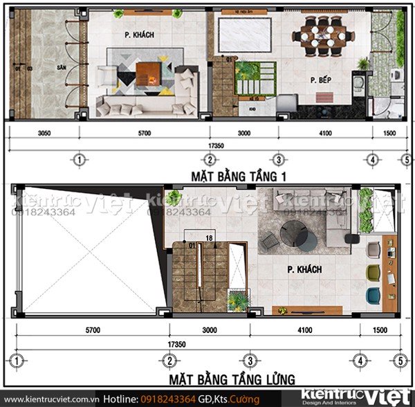 mặt bằng nhà ống 4 tầng