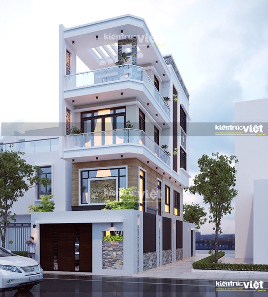Mẫu nhà phố 2 mặt tiền 3 lâu, xây dựng 4,5m x 13,5m