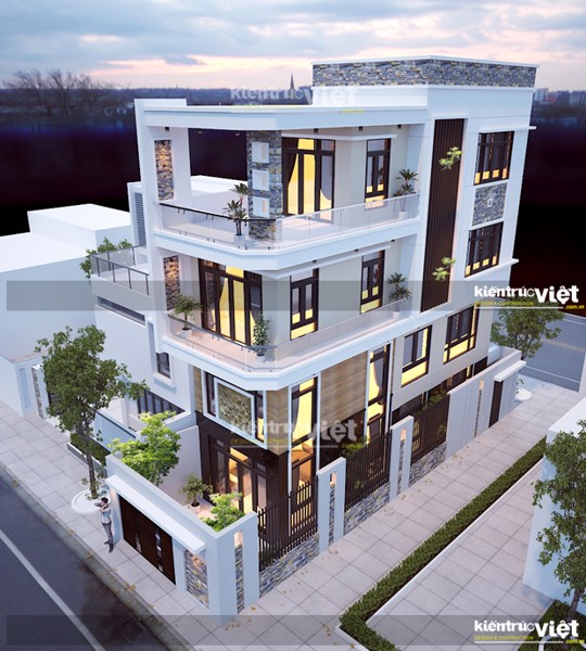 Mẫu nhà phố 2 mặt tiền 3 lâu, xây dựng 4,5m x 13,5m