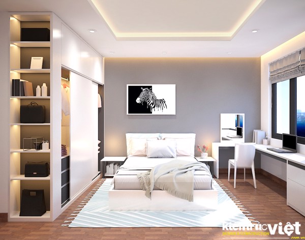 p_ngu__chinh_grande Thi công nội thất nhà phố trọn gói 300 triệu - Phòng ngủ thi công gói nội thất tủ giường, kệ vách và bàn học