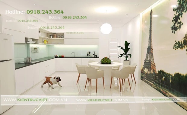 phòng bếp Nhà phố ngang 5m dài 20m 4 tầng