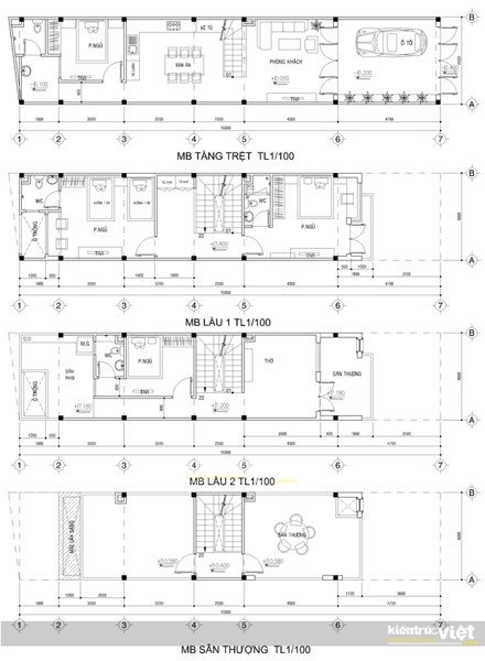 Thiết kế kiến trúc và xây dựng nhà mặt phố 4m x 20m