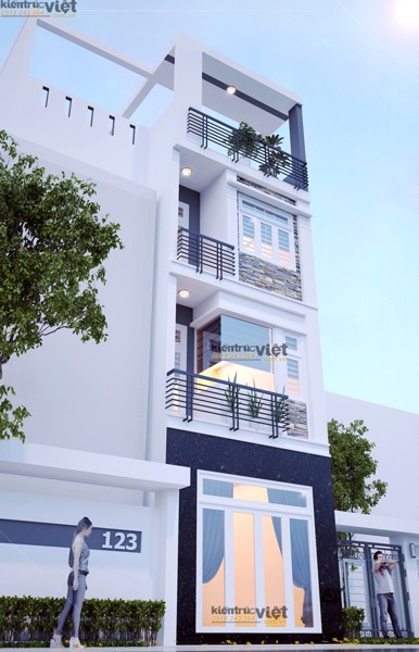 Thiết kế nhà lệch tầng 4x14, nhà phố 3 tầng hiện đại 2017