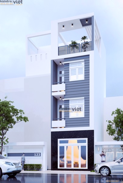 Thiết kế nhà lệch tầng 4x14, nhà phố 3 tầng hiện đại 2017