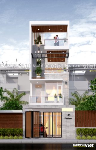 mẫu nhà ống 4 tầng trẻ trung hiện đại 2021 với ngang nhà 4m