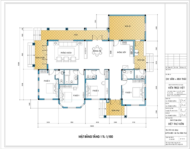 Mặt bằng bố trí nhà vườn 1 tầng 330m2