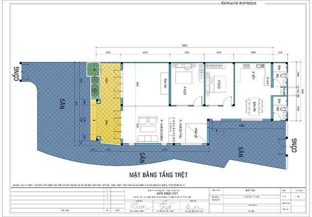 Mặt bằng bố trí nhà 1 tầng 150m2