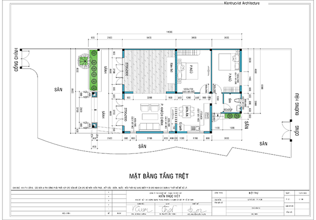 Mặt bằng bố trí nhà 1 tầng 150m2