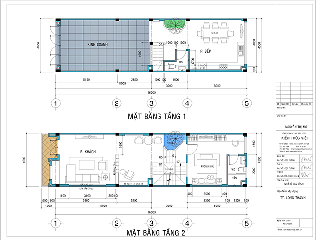 mặt bằng nhà 4 tầng diện tích 72m2