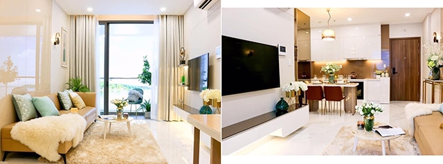 Nội thất phòng khách căn hộ 2 phòng ngủ D’LUSSO quận 2