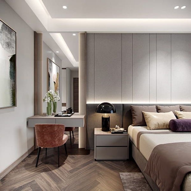 Nội thất phòng ngủ căn hộ 3 phòng ngủ D’LUSSO quận 2