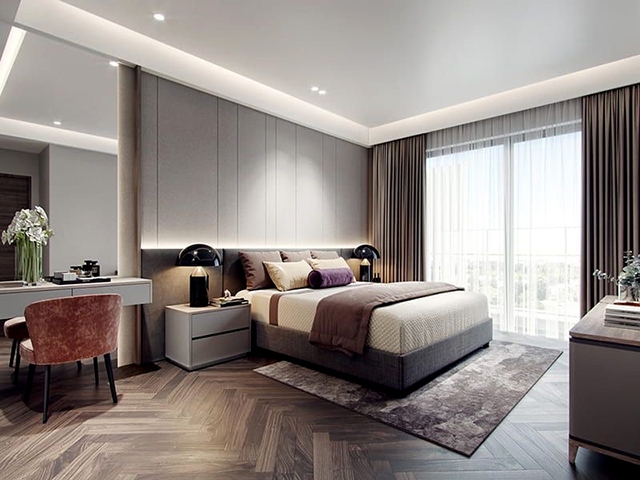 Nội thất phòng ngủ căn hộ 3 phòng ngủ D’LUSSO quận 2