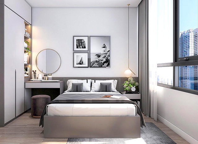 Nội thất phòng ngủ căn hộ 3 phòng ngủ D’LUSSO quận 2