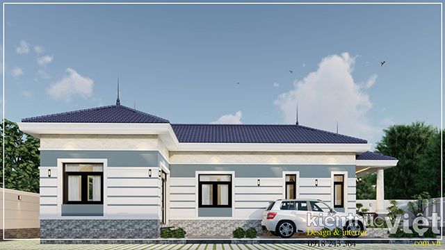 Ý tưởng thiết kế nhà 1 tầng chữ L 400m2 ngoại ô