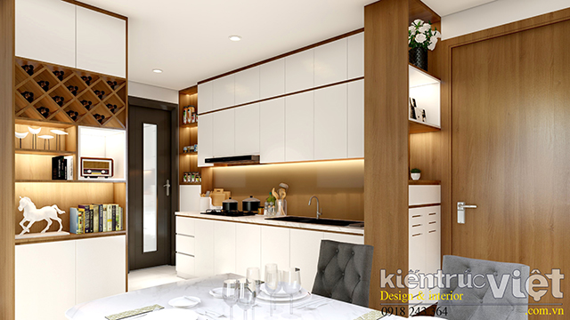phòng bếp nội thất căn hộ D’lusso 120 triệu