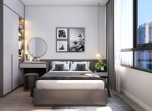 phòng ngủ nội thất căn hộ D’lusso 120 triệu