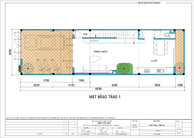Bản vẽ chi tiết nhà ống 4 tầng 5×18
