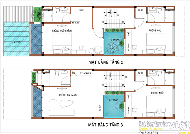 mặt bằng bố trí nhà lệch tầng 5×18