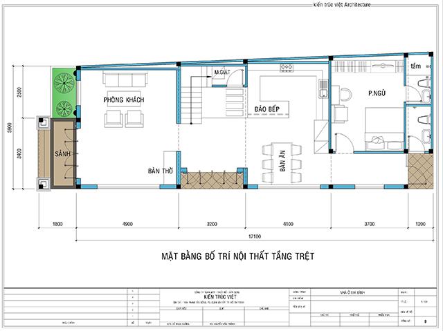 Mặt bằng bố trí nhà phố 3 tầng 6mx30m