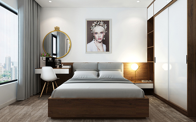 Phòng ngủ nhà phố 3 tầng 5×18 lệch tầng
