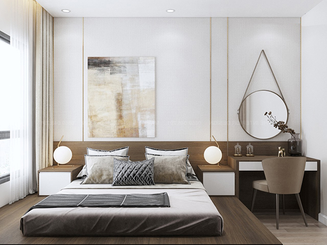 Phòng ngủ nhà phố 3 tầng 5×18 lệch tầng