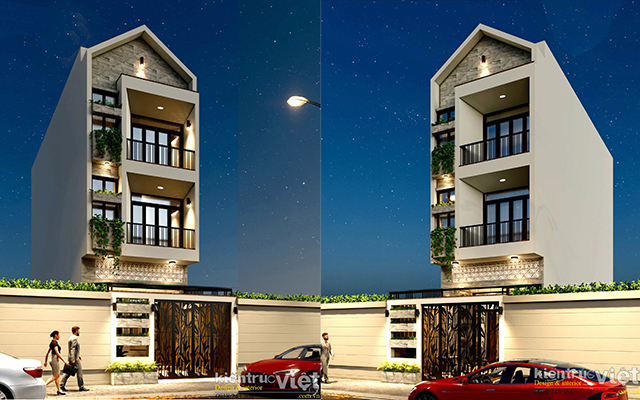 thiết kế ngoại thất nhà phố 3 tầng 5×18
