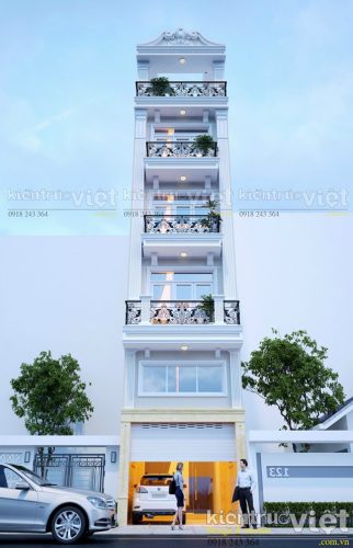 thiết kế nhà ống 5 tầng có thang máy