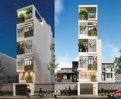 mẫu nhà ống 5 tầng có thang máy