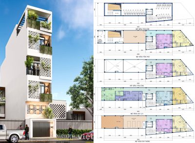 nhà 5 tầng có thang máy