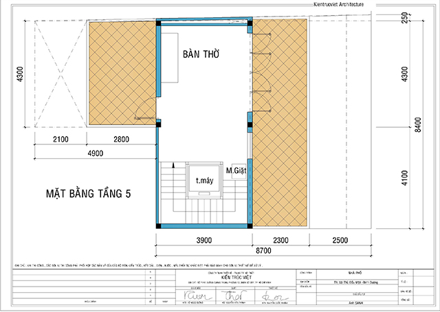 Mặt bằng tầng 5 nhà siêu đẹp 8x13