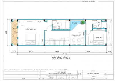 Mặt bằng tầng 2 nhà ống 5x18