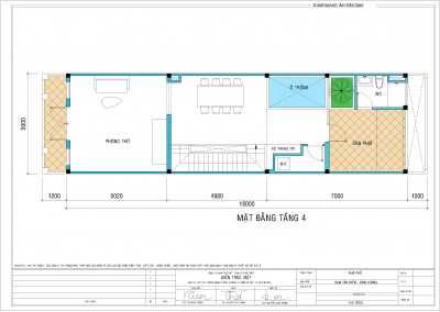 Mặt bằng tầng 4 nhà ống 5x18