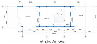 Mặt bằng tầng sân thượng nhà liền kề 5x20